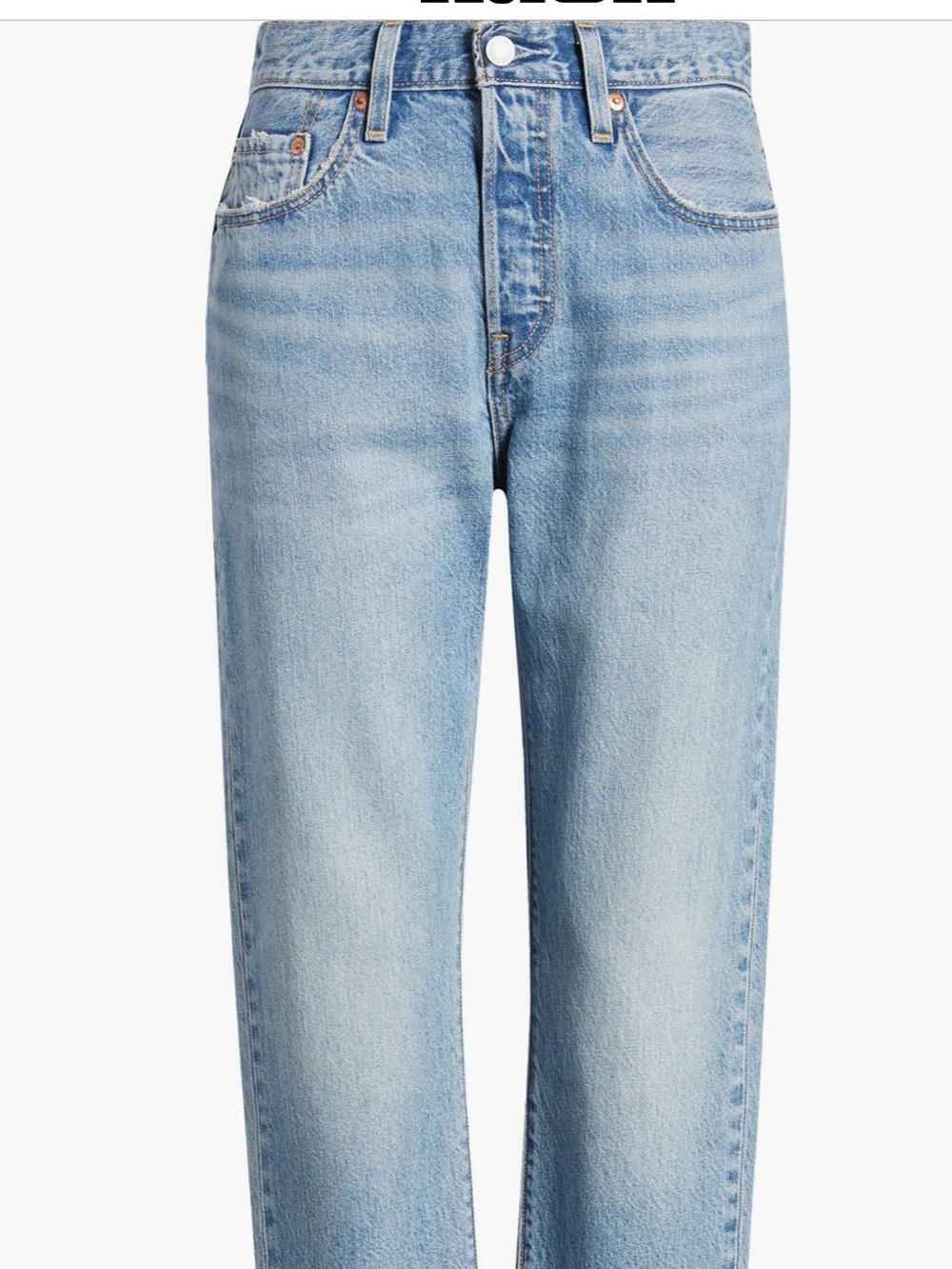 NWT Levi's 501 high rise crop Light Blue Straight Leg Jeans classic - Picture 4 of 5
